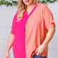 Peach & Magenta Color Block V Neck Crepe Top-Authentically Radd Women's Online Boutique in Endwell, New York