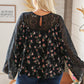 Black Floral Lace Color Block Bell Sleeve Blouse-Authentically Radd Women's Online Boutique in Endwell, New York