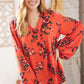 Sunset Floral V Neck Wool Dobby Top-Authentically Radd Women's Online Boutique in Endwell, New York