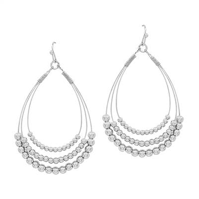 Silver Beaded Layered Teardrop Earrings-Earrings-Authentically Radd Women's Online Boutique in Endwell, New York