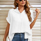 Notched Neck Slit Cuffed Blouse-Tops-Authentically Radd Women's Online Boutique in Endwell, New York