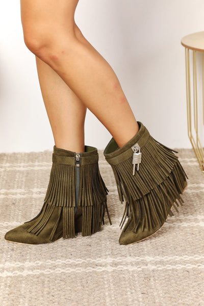 Legend Women's Tassel Wedge Heel Ankle Booties-Authentically Radd Women's Online Boutique in Endwell, New York