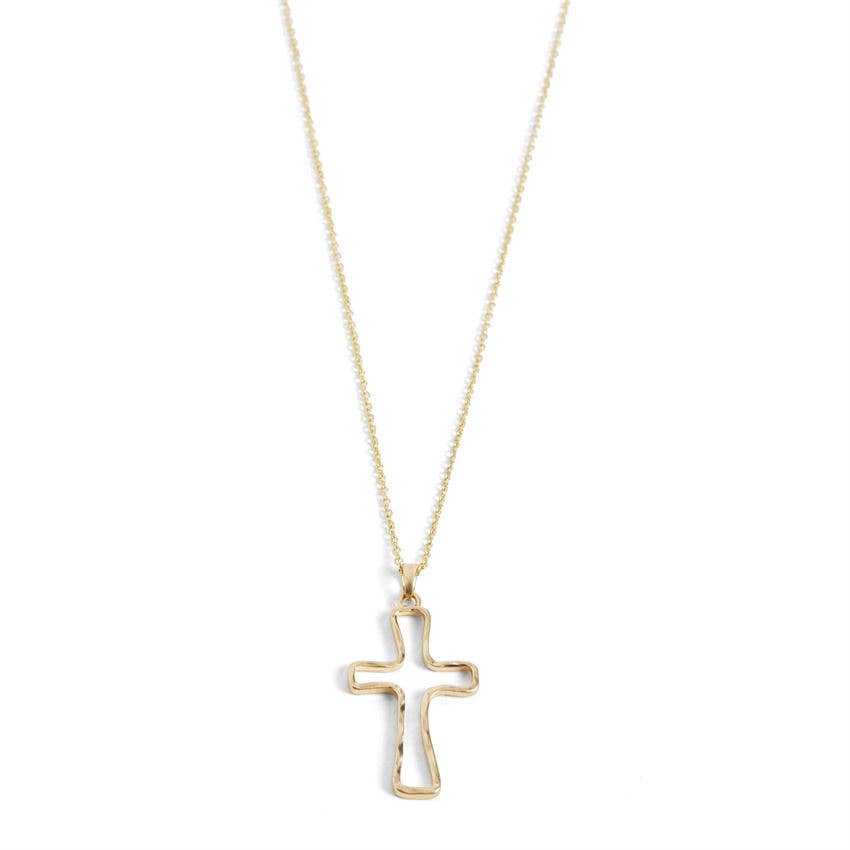 Gold Hollow Cross Necklace-Accessories-Authentically Radd Women's Online Boutique in Endwell, New York