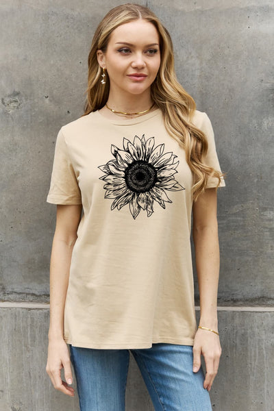 Simply Love Full Size Sunflower Graphic Cotton Tee-Authentically Radd Women's Online Boutique in Endwell, New York