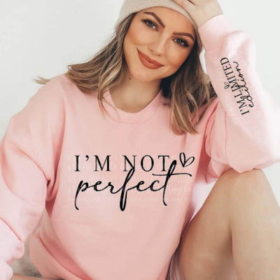 NOT PERFECT With Sleeve Accent Sweatshirt in pink-Authentically Radd Women's Online Boutique in Endwell, New York