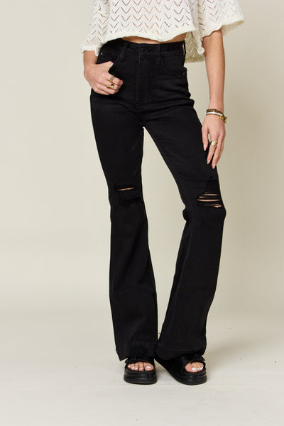 Judy Blue Full Size High Waist Distressed Flare Jeans-Authentically Radd Women's Online Boutique in Endwell, New York
