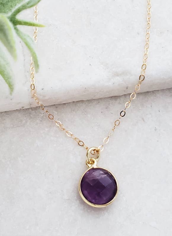 Round Amethyst Necklace in Gold-Authentically Radd Women's Online Boutique in Endwell, New York