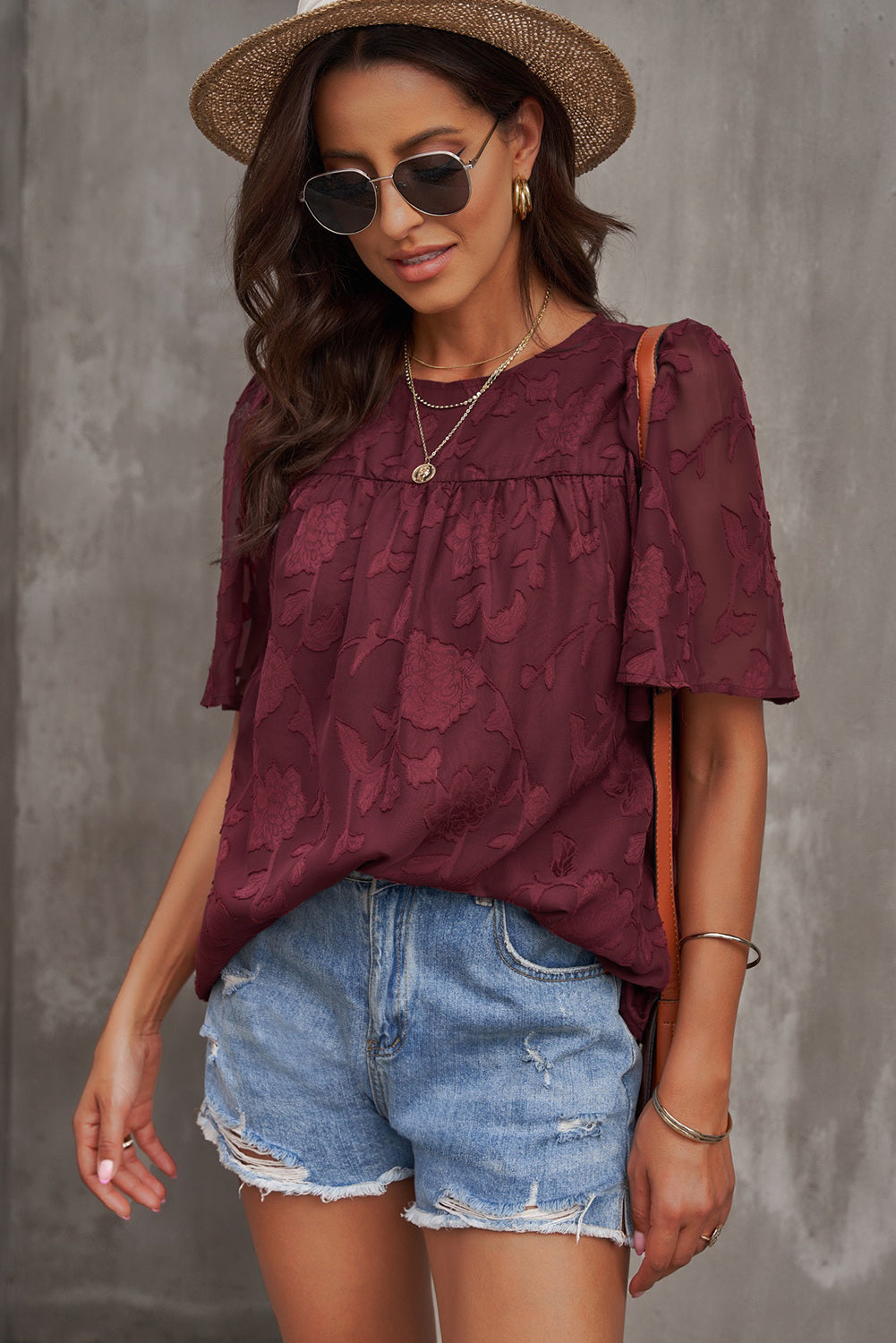 Round Neck Puff Sleeve Blouse-Tops-Authentically Radd Women's Online Boutique in Endwell, New York