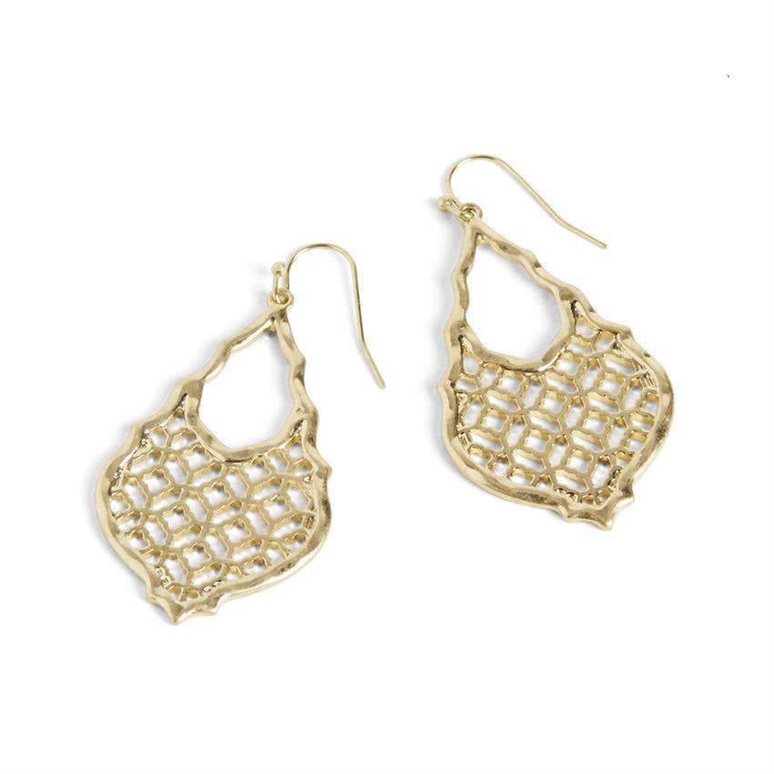 Gold Lattice Teardrop Earrings-Accessories-Authentically Radd Women's Online Boutique in Endwell, New York