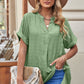 Notched Side Slit Cuffed Blouse-Tops-Authentically Radd Women's Online Boutique in Endwell, New York