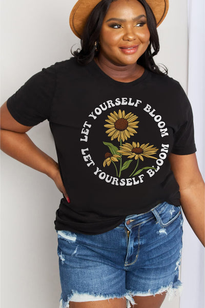 Simply Love Full Size LET YOURSELF BLOOM Graphic Cotton Tee-Authentically Radd Women's Online Boutique in Endwell, New York