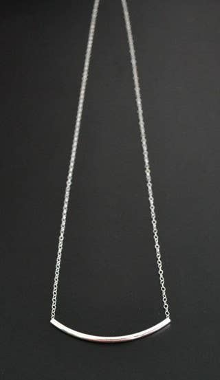Curved Bar Necklace in Sterling Silver-Accessories-Authentically Radd Women's Online Boutique in Endwell, New York