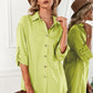 Solid Button Up Drop Shoulder Blouse-Authentically Radd Women's Online Boutique in Endwell, New York
