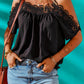 Spaghetti Strap Cold-Shoulder Lace Trim Blouse-Tops-Authentically Radd Women's Online Boutique in Endwell, New York