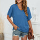 V-Neck Side Ruched Tee-Tops-Authentically Radd Women's Online Boutique in Endwell, New York