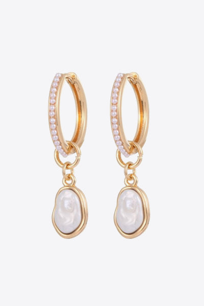 Pearl Huggie Drop Earrings-Authentically Radd Women's Online Boutique in Endwell, New York