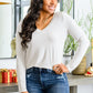 Basics Are Best Long Sleeve V-Neck Top in Bone-Womens-Authentically Radd Women's Online Boutique in Endwell, New York