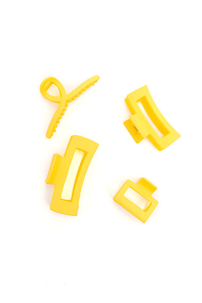 Claw Clip Set of 4 in Lemon-Womens-Authentically Radd Women's Online Boutique in Endwell, New York