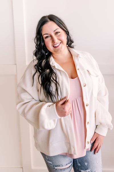 Soft Corduroy Jacket In Rich Ivory Whisper-Authentically Radd Women's Online Boutique in Endwell, New York