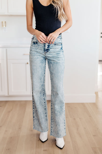 Dory High Waist Mineral Wash Raw Hem Wide Leg Jeans-Womens-Authentically Radd Women's Online Boutique in Endwell, New York