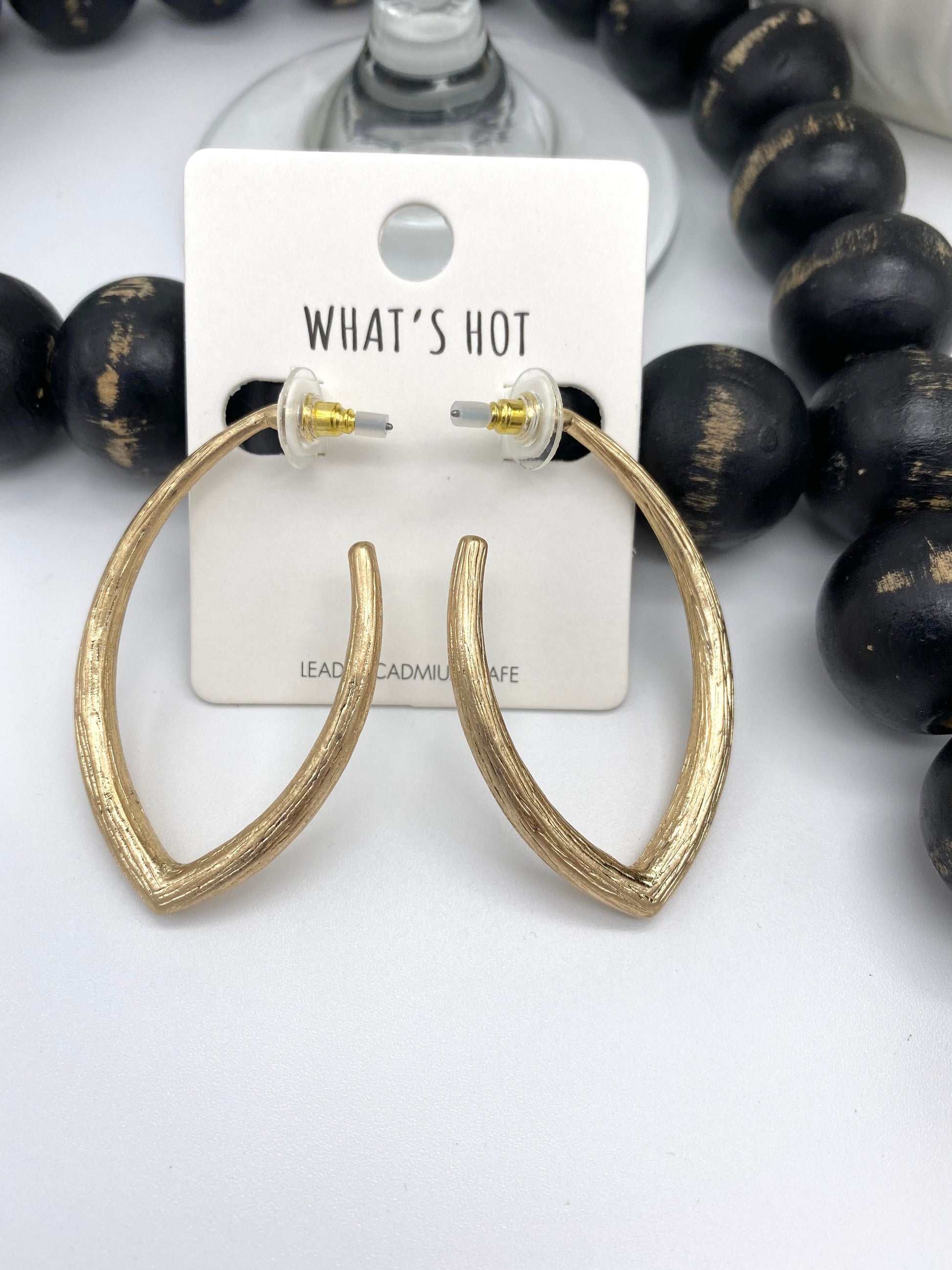 Etched Gold Pointed Hoop Earrings-Earrings-Authentically Radd Women's Online Boutique in Endwell, New York