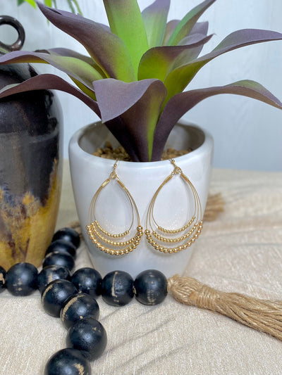 Gold Beaded Layered Teardrop Earring-Earrings-Authentically Radd Women's Online Boutique in Endwell, New York