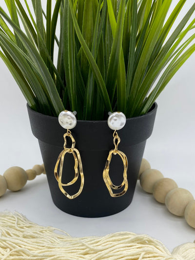 Pearl Waves Earrings in Gold-Accessories-Authentically Radd Women's Online Boutique in Endwell, New York