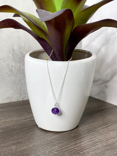 Round Amethyst Necklace in Sterling Silver-Authentically Radd Women's Online Boutique in Endwell, New York