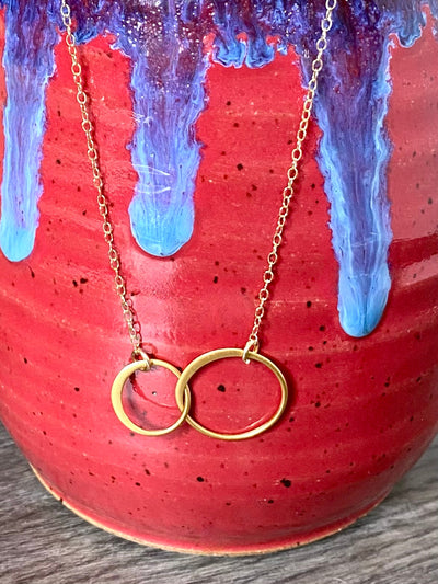 Two Intertwined Circle Necklace in Gold-Accessories-Authentically Radd Women's Online Boutique in Endwell, New York