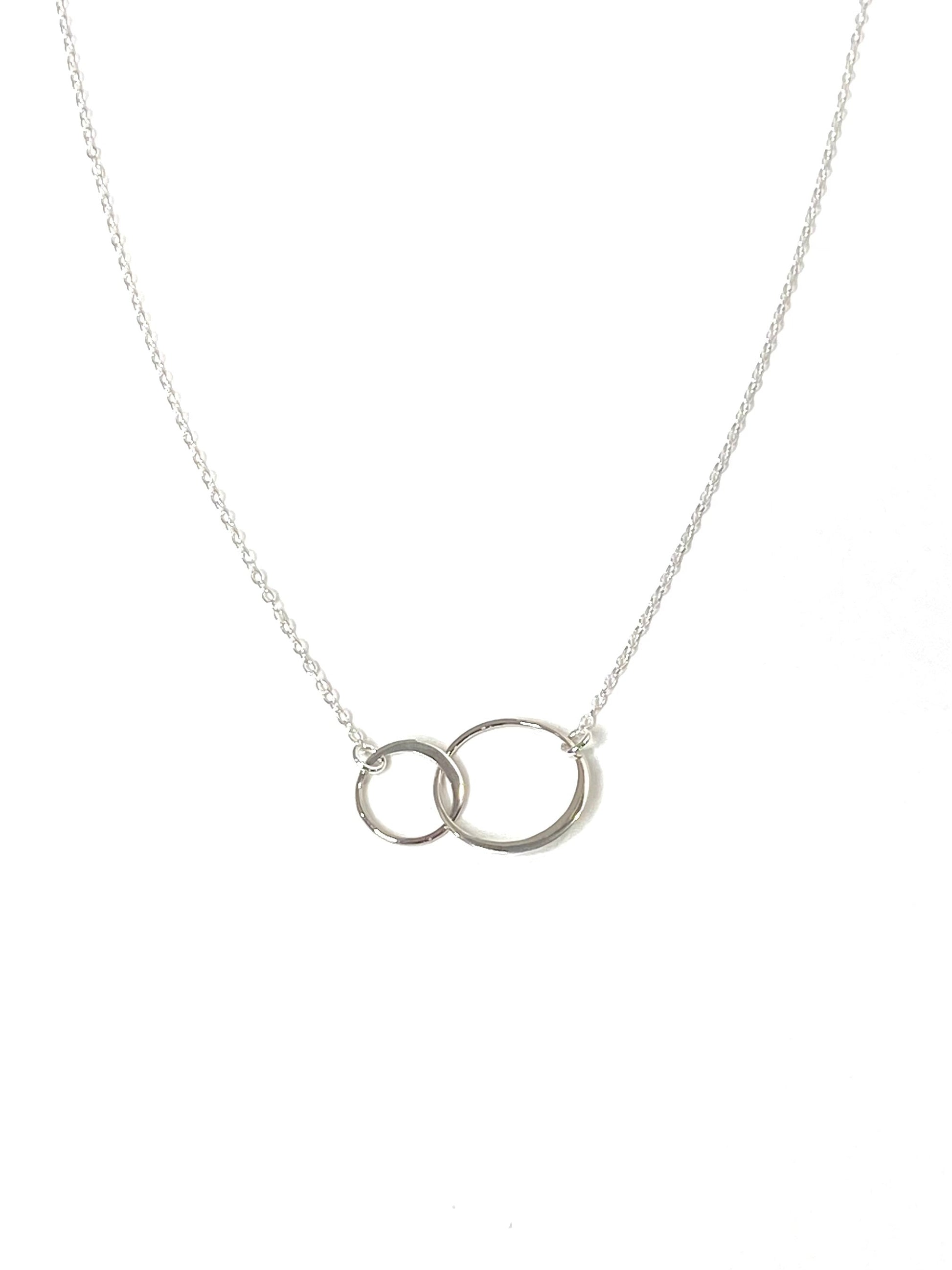 Two Intertwined Circle Sideways Necklace in Sterling Silver-Accessories-Authentically Radd Women's Online Boutique in Endwell, New York