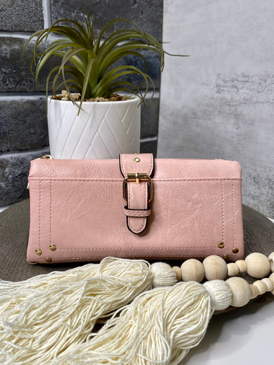 Cadence Buckle Wallet/Clutch w/ Zip Top in Pink-Authentically Radd Women's Online Boutique in Endwell, New York