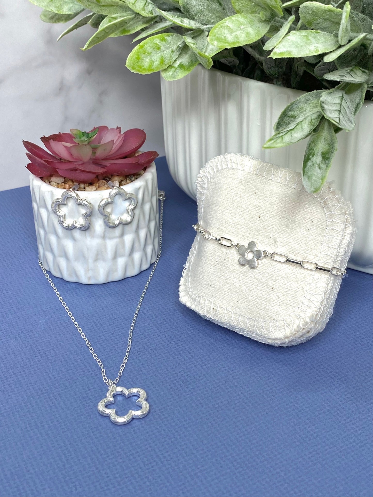 Flower Chain Bracelet in Silver-Accessories-Authentically Radd Women's Online Boutique in Endwell, New York
