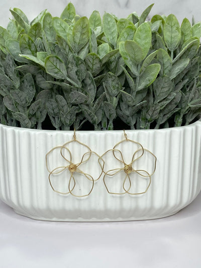 Open Wired Flower Earring - Matte Gold-Accessories-Authentically Radd Women's Online Boutique in Endwell, New York