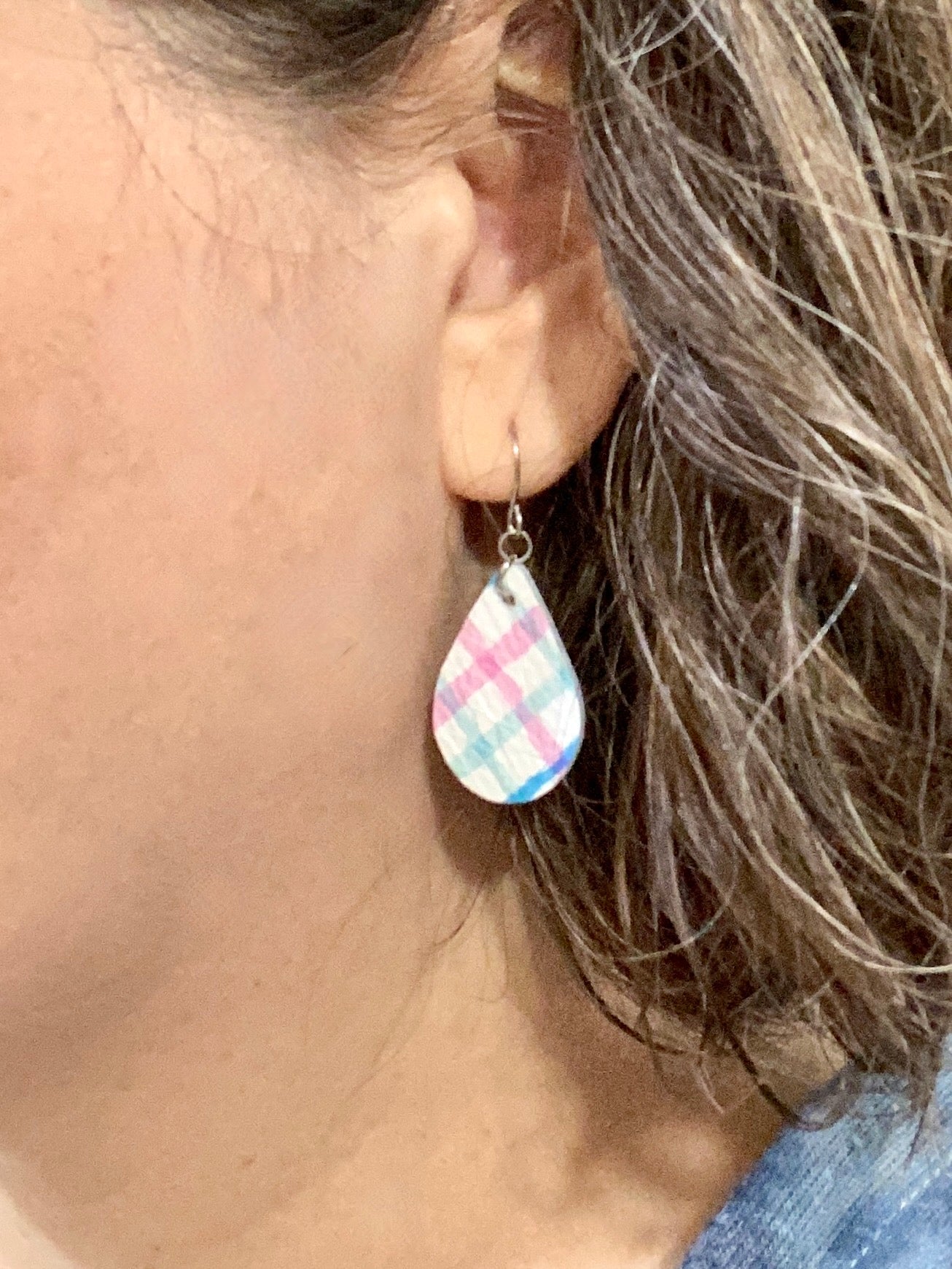 Small Teardrop Earrings in Spring Plaid-Authentically Radd Women's Online Boutique in Endwell, New York