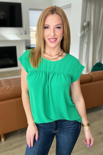 Airflow Babydoll Top in Kelly Green-Tops-Authentically Radd Women's Online Boutique in Endwell, New York