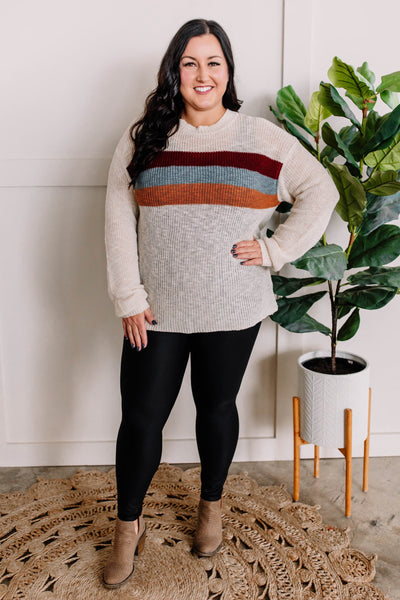 11.15 Team Player Sweater In Wine, Blue & Copper Stripes-Authentically Radd Women's Online Boutique in Endwell, New York