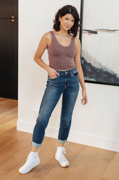 London Midrise Cuffed Boyfriend Jeans-Womens-Authentically Radd Women's Online Boutique in Endwell, New York
