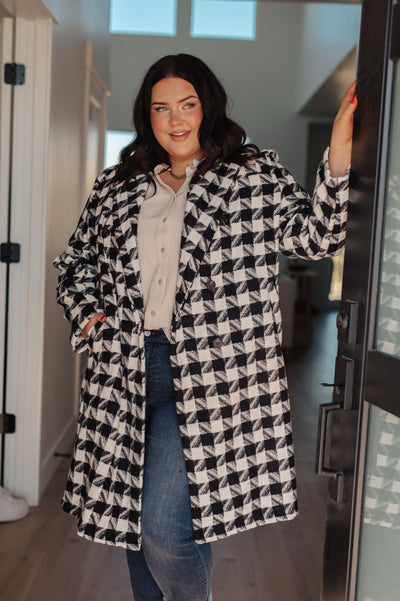 Monochromatic Moment Houndstooth Coat-Womens-Authentically Radd Women's Online Boutique in Endwell, New York