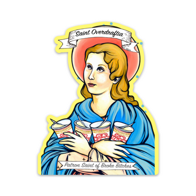 Saint Overdraftia Sticker-sticker-Authentically Radd Women's Online Boutique in Endwell, New York