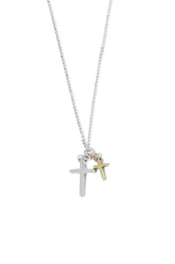 Mixed Metal Layered Cross Necklace-Authentically Radd Women's Online Boutique in Endwell, New York