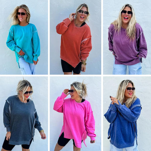 PREORDER: Classic Crew Pullover In Six Colors-Womens-Authentically Radd Women's Online Boutique in Endwell, New York