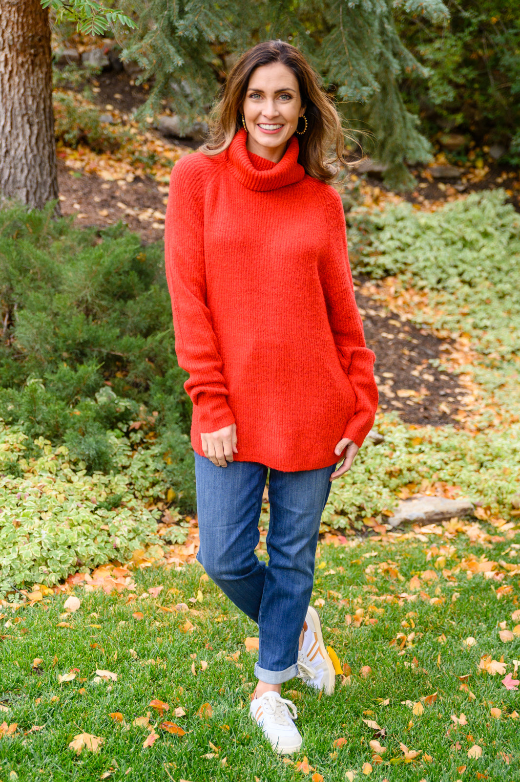 Steady Pace Roll Neck Sweater In Red-Womens-Authentically Radd Women's Online Boutique in Endwell, New York
