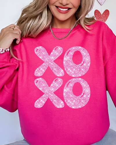XOXO PINK FAUX SEQUIN SWEATSHIRT-Authentically Radd Women's Online Boutique in Endwell, New York