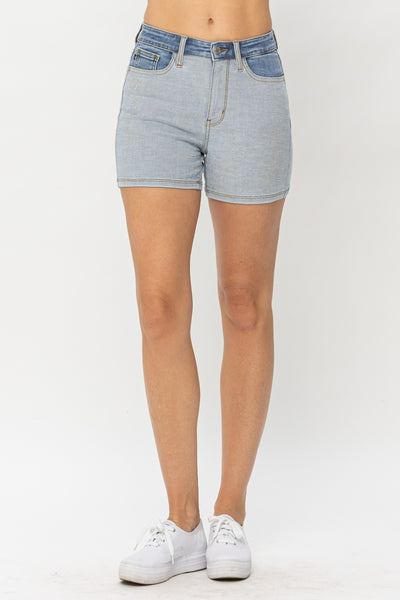 Judy Blue Full Size Color Block Denim Shorts-Authentically Radd Women's Online Boutique in Endwell, New York