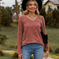 Ribbed V-Neck Long Sleeve Tee-Tops-Authentically Radd Women's Online Boutique in Endwell, New York