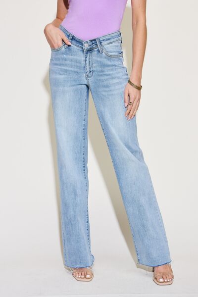 Judy Blue Full Size V Front Waistband Straight Jeans-Authentically Radd Women's Online Boutique in Endwell, New York