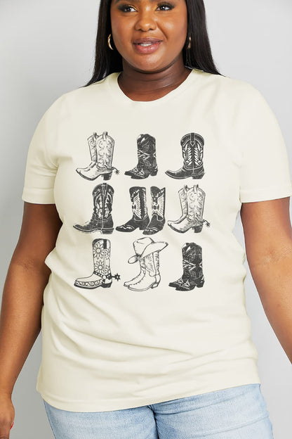 Simply Love Simply Love Full Size Cowboy Boots Graphic Cotton Tee-Authentically Radd Women's Online Boutique in Endwell, New York