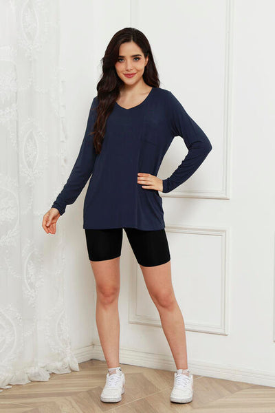Basic Bae Full Size V-Neck Long Sleeve Top-Authentically Radd Women's Online Boutique in Endwell, New York
