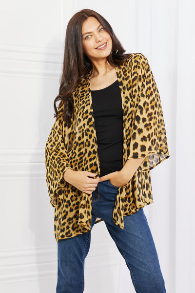 Melody Wild Muse Full Size Animal Print Kimono in Brown-Authentically Radd Women's Online Boutique in Endwell, New York