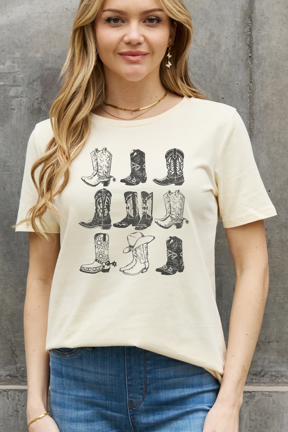 Simply Love Simply Love Full Size Cowboy Boots Graphic Cotton Tee-Authentically Radd Women's Online Boutique in Endwell, New York